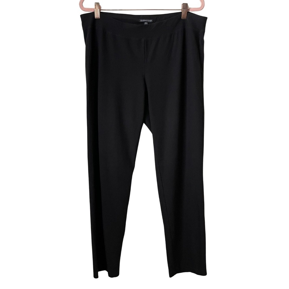 Eileen Fisher‎ Pants Women Medium Dark Brown Washable Crepe Straight Leg Pull On